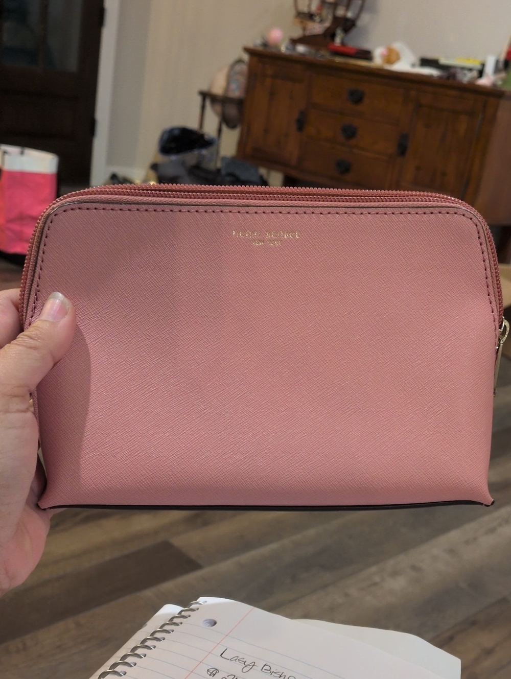 henri bendel Dusty Rose Saffiano Cosmetic Case